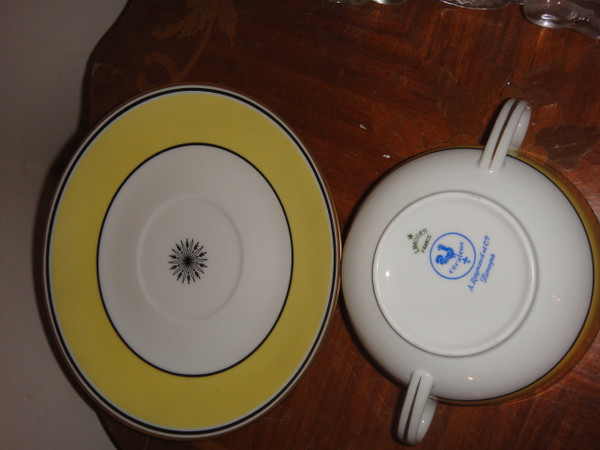 A. Raynaud et Cie Limoges France Ceralene "Directorie" Soup Cream Cup And Saucer 