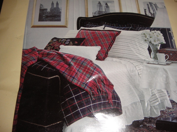 Ralph Lauren Skating Party Tartan Plaid Green King Duvet Cover Set