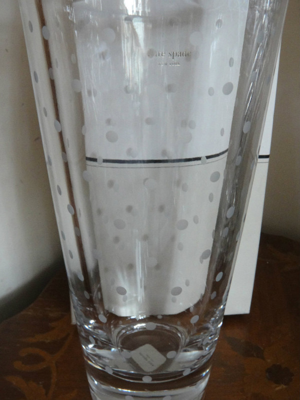 Kate  Spade Larabee  Dot 11 Inch Crystal Cylinder  Vase by Lenox