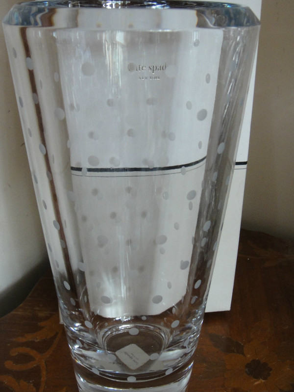 Kate  Spade Larabee  Dot 11 Inch Crystal Cylinder  Vase by Lenox
