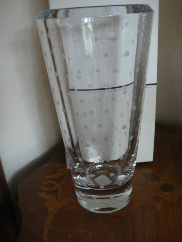 Kate  Spade Larabee  Dot 11 Inch Crystal Cylinder  Vase by Lenox