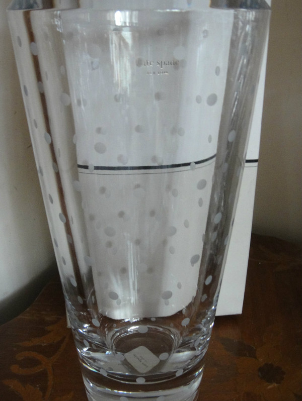 Kate  Spade Larabee  Dot 11 Inch Crystal Cylinder  Vase by Lenox