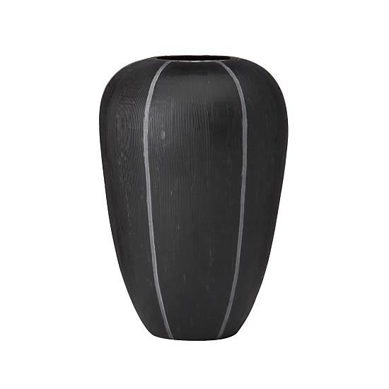 Donna Karan Lenox "Artisan Glass" 14" Glacier Etched Vase, Black