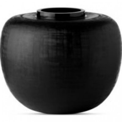 Donna Karan Lenox Artisan Glass, Black, Etched Linear Grand Globe Vase