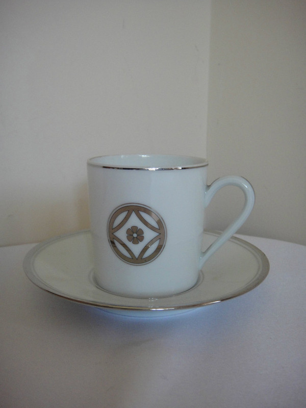 Menard de Noblat Charleston Platine Platinum Demitasse Cup & Saucer Expresso