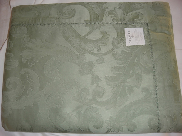 Sferra 1111 Acanthus Tablecloth Sage Green 70 x 126 inch And 8 Napkins