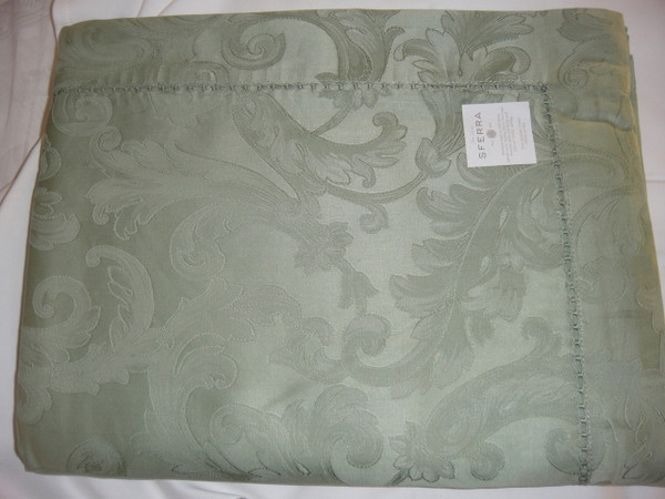 Sferra 1111 Acanthus Tablecloth Sage Green 70 x 126 inch And 8 Napkins