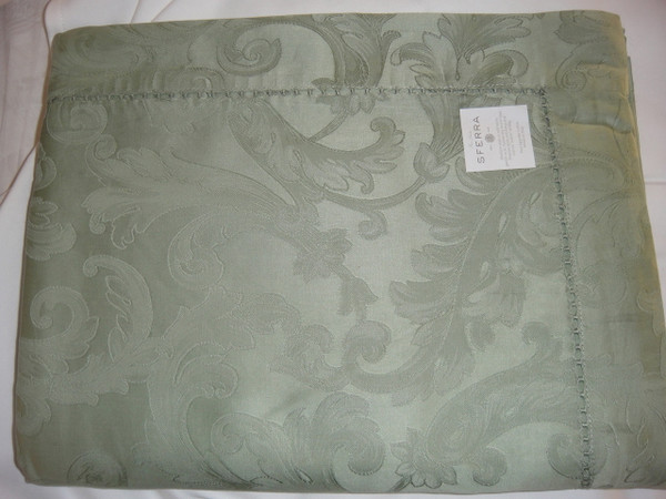 Sferra 1111 Acanthus Tablecloth Sage Green 70 x 126 inch And 8 Napkins