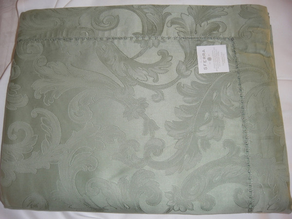 Sferra 1111 Acanthus Tablecloth Sage Green 70 x 126 inch And 8 Napkins