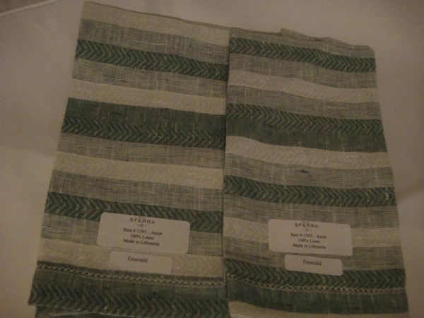 Ascot Set of Four Hemstitched Linen Dinner Napkins by Sferra Emerald New 