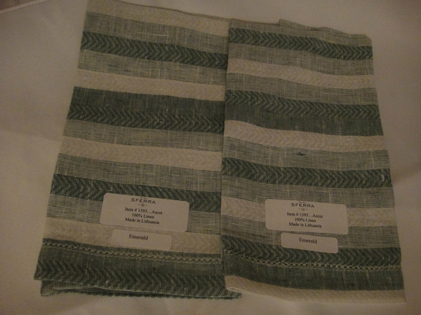 Ascot Set of Four Hemstitched Linen Dinner Napkins by Sferra Emerald New 