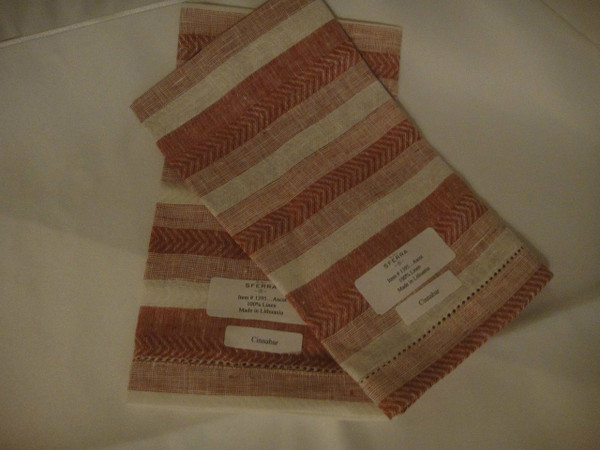 Ascot Set of Four Hemstitched Dinner Napkins by Sferra Cinnabar  New  