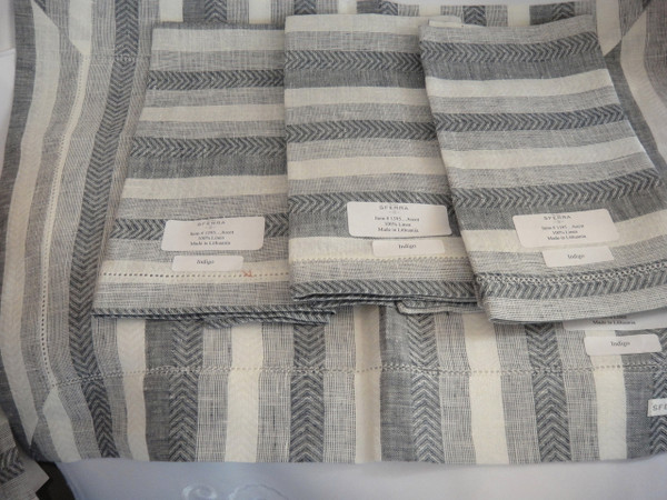Ascot Set of Four Hemstitched Dinner Napkins by Sferra indigo New