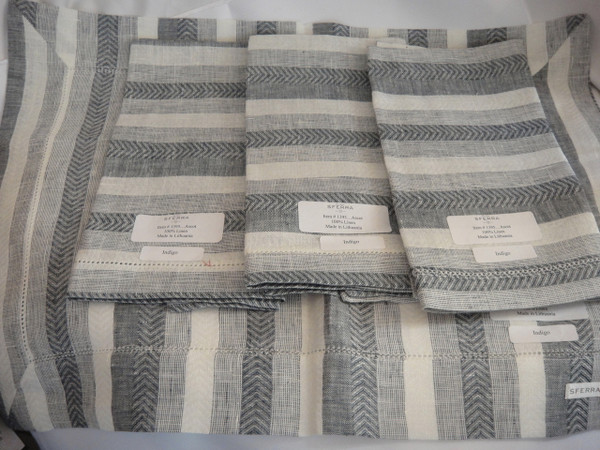 Ascot Set of Four Hemstitched Dinner Napkins by Sferra indigo New
