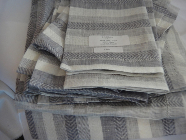 Ascot Set of Four Hemstitched Dinner Napkins by Sferra Violet New