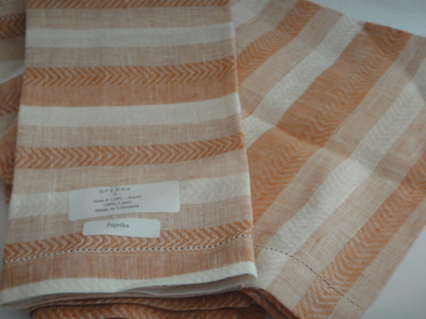 Ascot Set of Four Hemstitched Dinner Napkins by Sferra Paprika New 