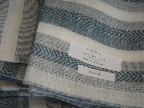 Ascot Four Hemstitched Linen Dinner Napkins by Sferra Peacock New 