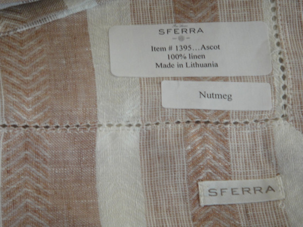 Ascot Four Hemstitched Linen Dinner Napkins by Sferra Nutmeg New 