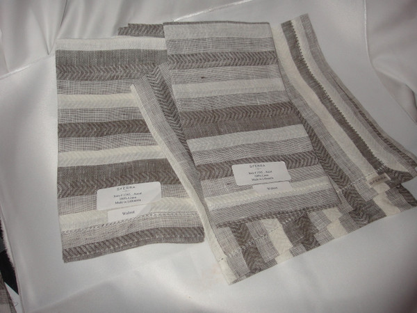 Ascot Four Hemstitched Linen Dinner Napkins by Sferra Walnut New 
