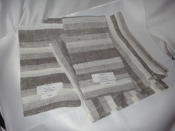 Ascot Four Hemstitched Linen Dinner Napkins by Sferra Walnut New 