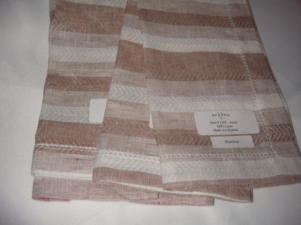 Ascot Four Hemstitched Linen Dinner Napkins by Sferra Hazelnut New 