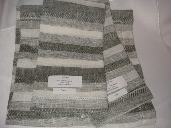 Ascot Forest Set of Four Hemstitched Dinner Linen Napkins by Sferra