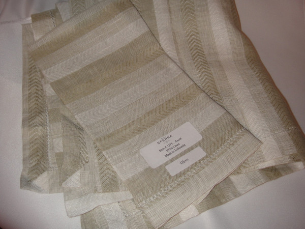 Ascot Olive Four Hemstitched Dinner Linen Napkins by Sferra