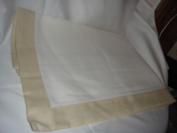 Sferra Filetto White stone Color Block Linen Table Runner New 15 X 90