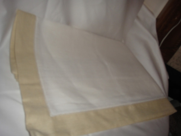 Sferra Filetto White stone Color Block Linen Table Runner New 15 X 90