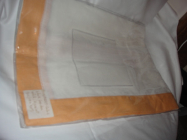 Sferra Filetto White Apricot  Color Block Linen Table Runner New 15 X 90 