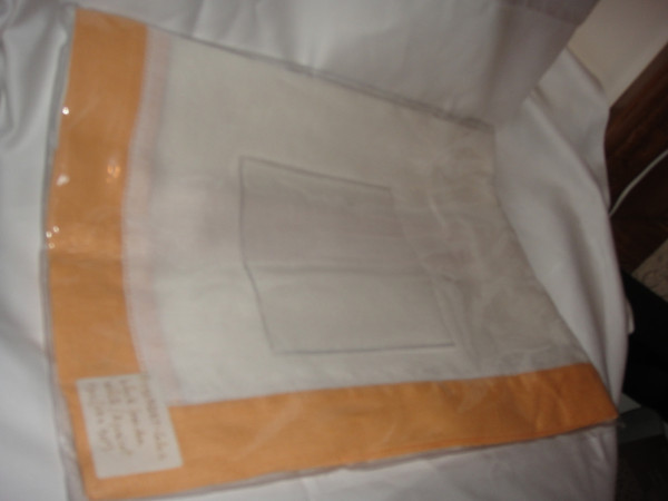 Sferra Filetto White Apricot  Color Block Linen Table Runner New 15 X 90 
