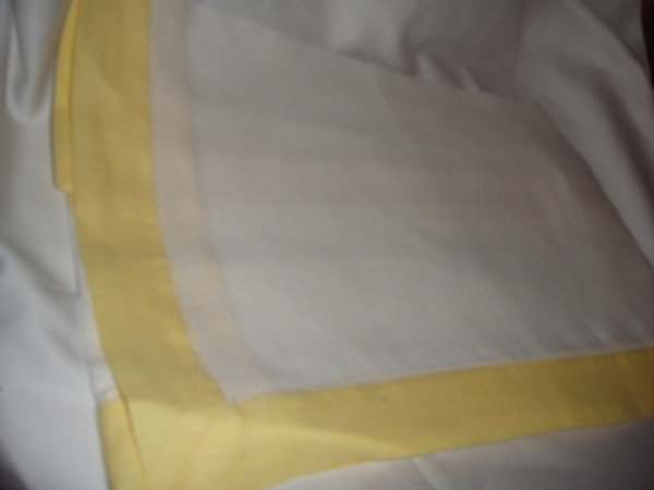 Sferra Filetto White Canary Color Block Linen Table Runner New 15 X 90 