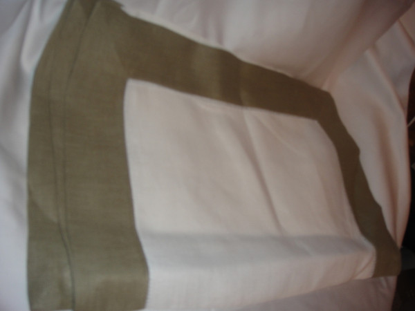 Sferra Filetto White Olive Color Block Linen Table Runner New 15 X 90 