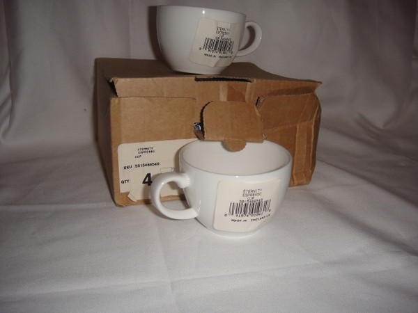 Wedgwood Eternity Bone White China Espresso Demitase Cups Set of 4 New in Box