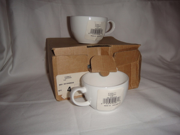 Wedgwood Eternity Bone White China Espresso Demitase Cups Set of 4 New in Box