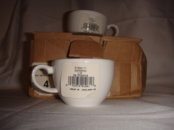 Wedgwood Eternity Bone White China Espresso Demitase Cups Set of 4 New in Box