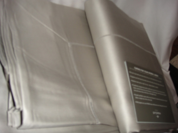 Sferra Giotto Egyptian Cotton Grey Queen Flat  Sheet Luminous Sateen  New