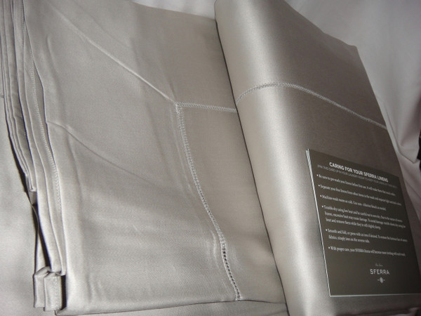 Sferra Giotto Egyptian Cotton Grey Queen Flat  Sheet Luminous Sateen  New