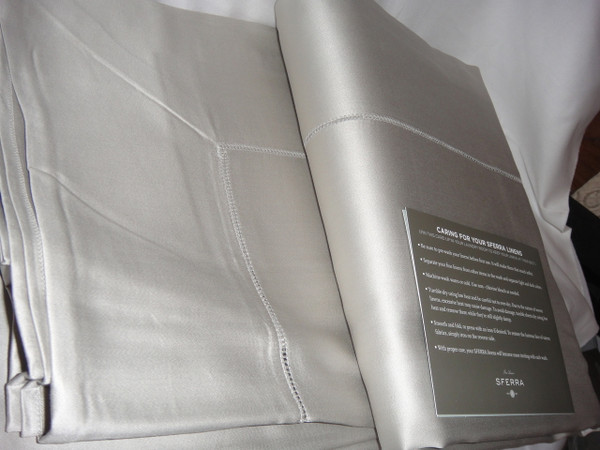 Sferra Giotto Egyptian Cotton Grey Queen Flat  Sheet Luminous Sateen  New