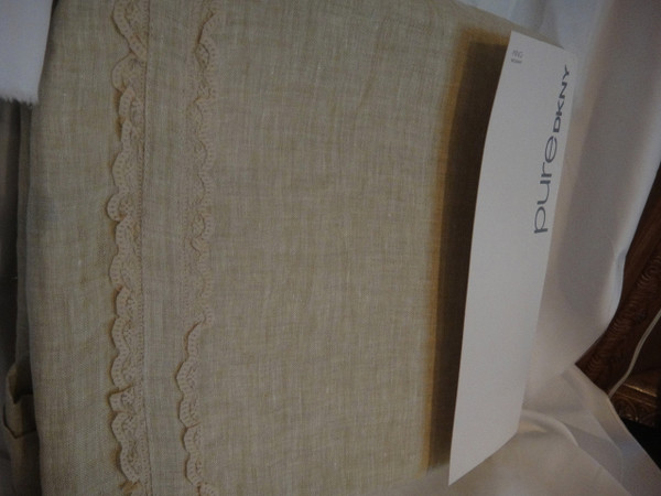 DKNY Pure Lace Linen Queen Beige Duvet Cover Set 
