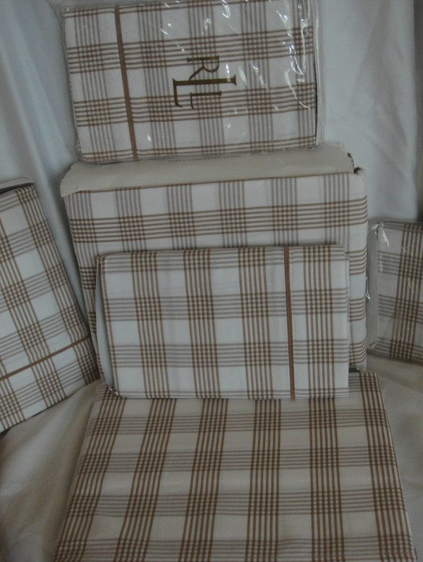  Ralph Lauren Suite Glen Plaid Camel White Queen Duvet cover Set New 