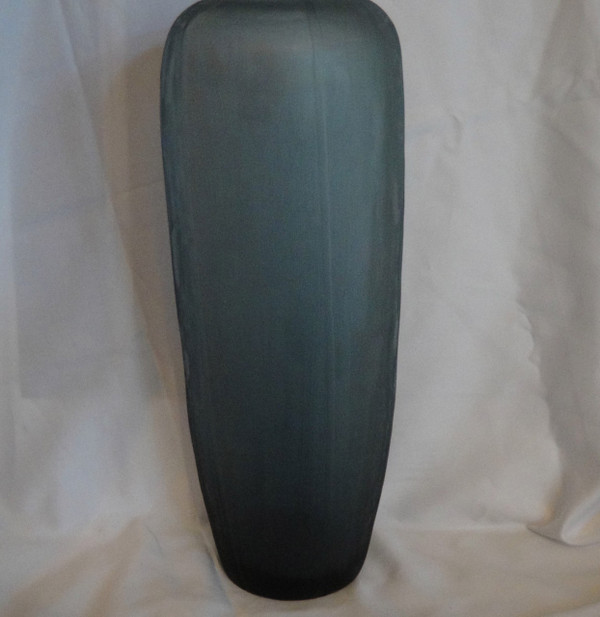 Donna Karan Artisan Glass Glacier Etched Tall Vase New 