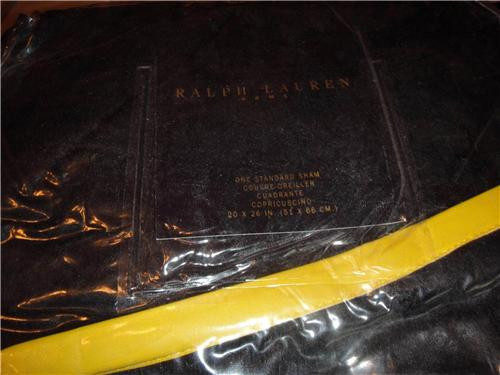 Ralph Lauren Home Black Label Black Wool With Leather  Standard Sham  New  