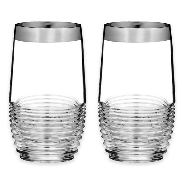 Waterford Circon Platinum Highball Glass Set  2 Madmen Edition New Boxed