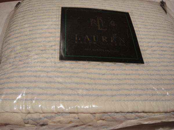 Ralph Lauren Indochine Linen Cream Blue Linen King Duvet Cover Set
