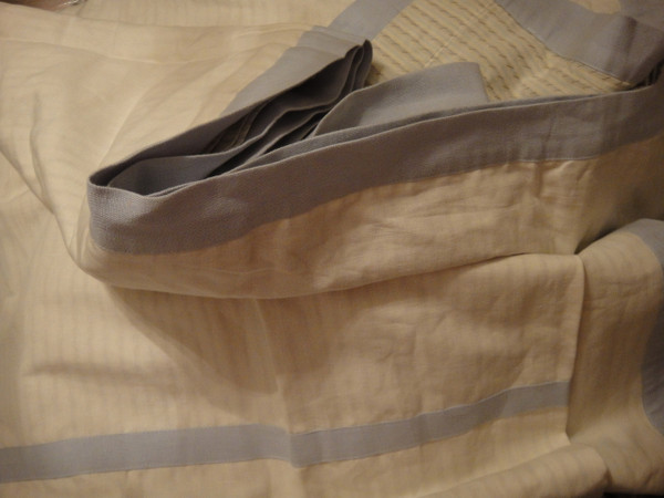 Ralph Lauren Indochine Linen Cream Blue Linen King Duvet Cover Set