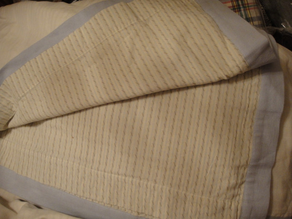 Ralph Lauren Indochine Linen Cream Blue Linen King Duvet Cover Set