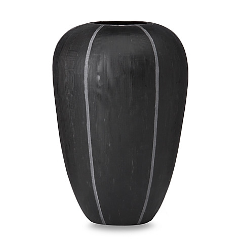 Donna Karan Lenox Artisan Glass Black Etched 10-Inch Vase