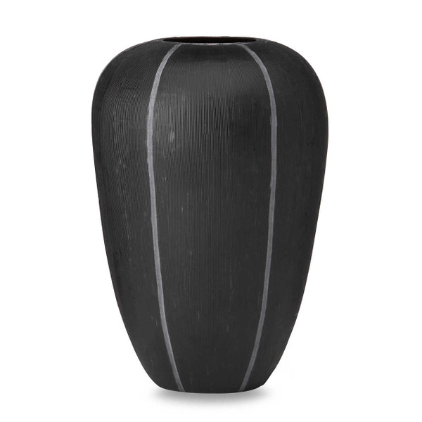 Donna Karan Lenox Artisan Glass Black Etched 10-Inch Vase