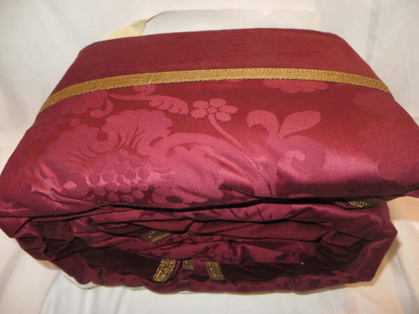 Ralph Lauren Venetian Court Burgundy Jacquard Queen 10PC Duvet Cover Set New